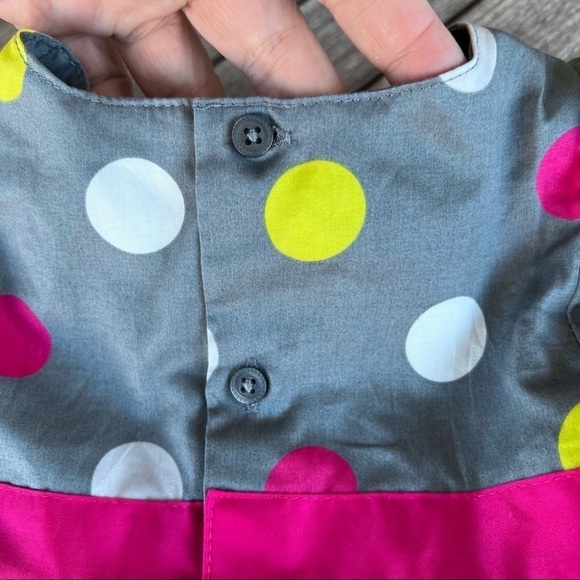 Carter’s Dress Me Up Polka Dot Dress Baby 12 Months Gray Pink Sash Bow Tulle NWT - Picture 6 of 9